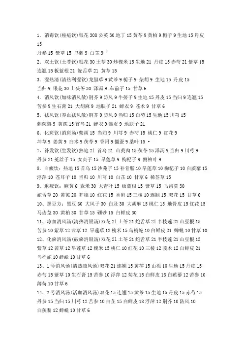 广东省中医院皮肤科协定处方