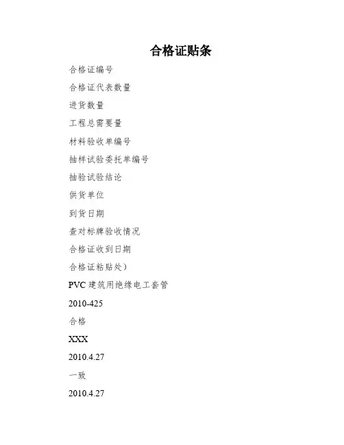 合格证贴条