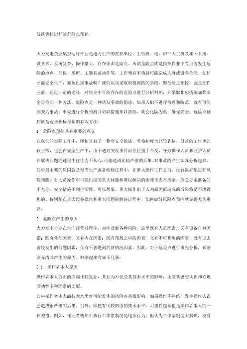 浅谈集控运行的危险点预控.docx