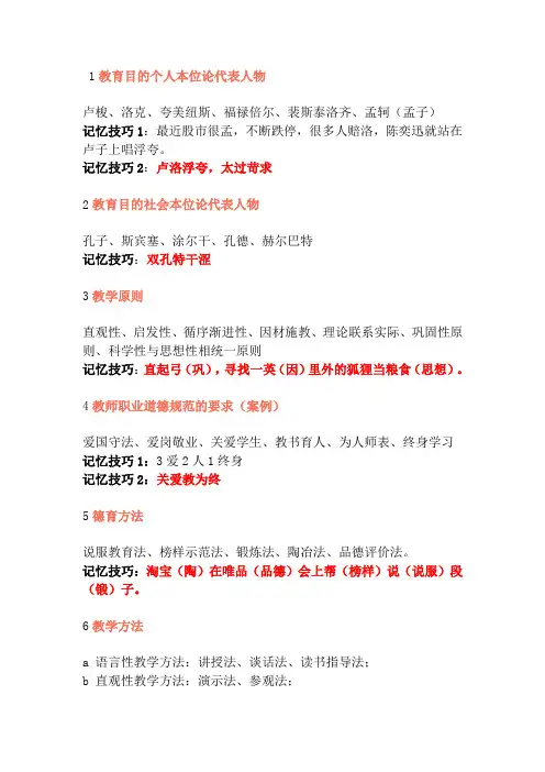 教师资格证资格证重点知识记忆技巧