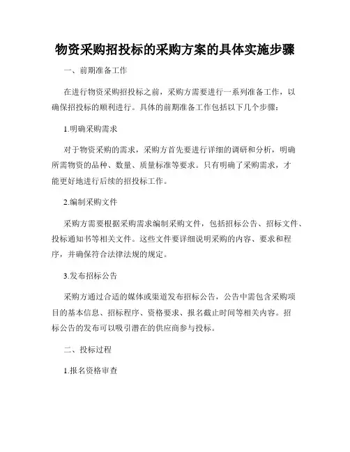 物资采购招投标的采购方案的具体实施步骤