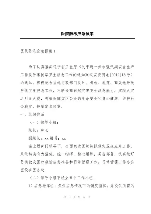 医院防汛应急预案