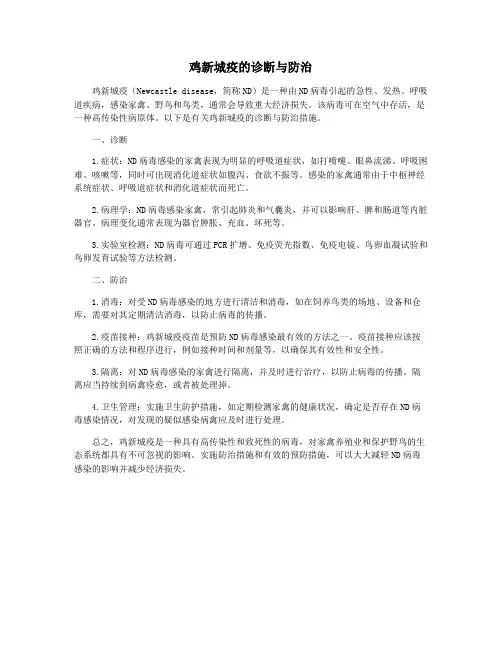 鸡新城疫的诊断与防治