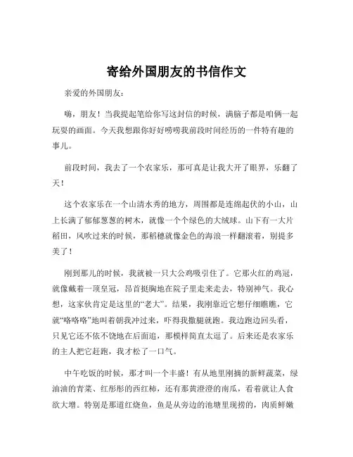 寄给外国朋友的书信作文