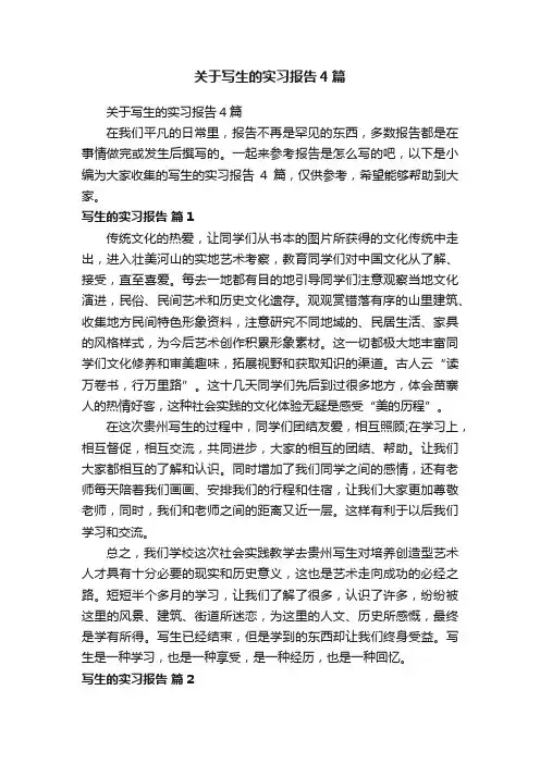 关于写生的实习报告4篇