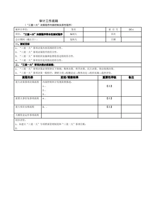 1 “三重一大”内部审计工作底稿