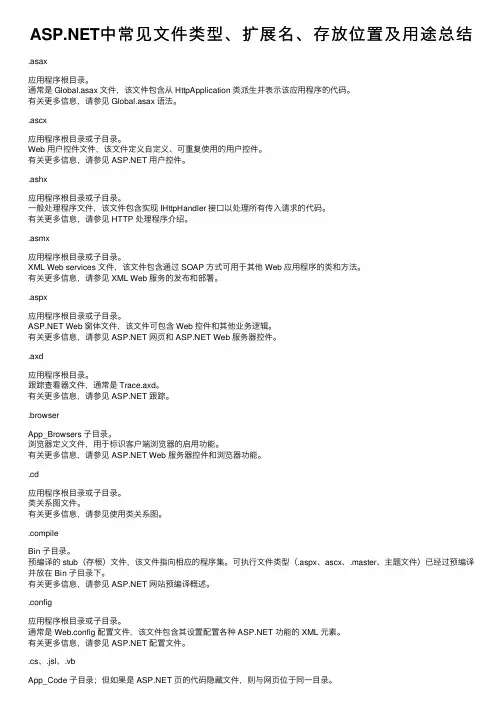 ASP.NET中常见文件类型、扩展名、存放位置及用途总结