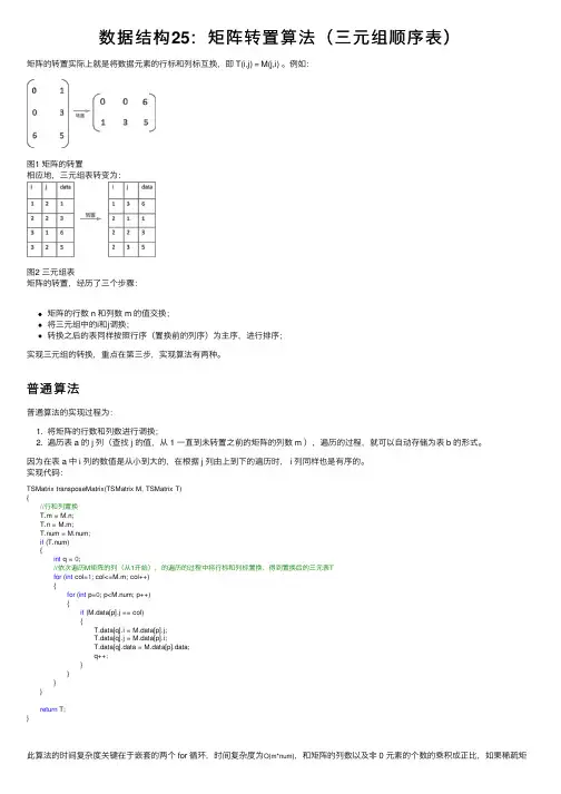 数据结构25：矩阵转置算法（三元组顺序表）