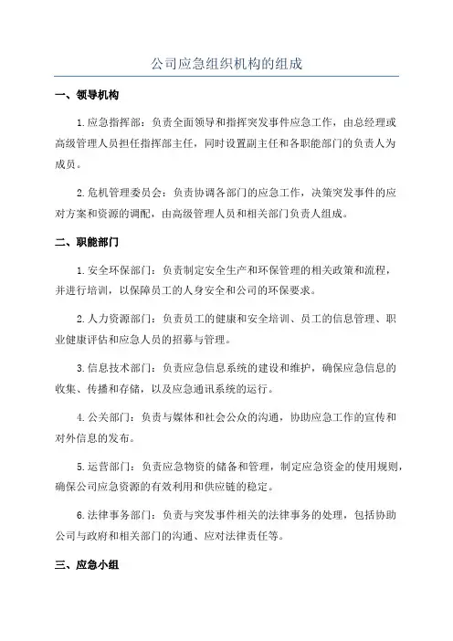 公司应急组织机构的组成