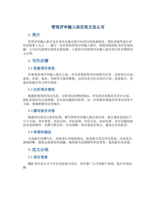 管理评审输入报告范文怎么写