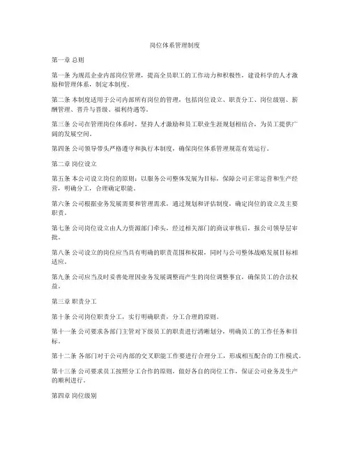 岗位体系管理制度