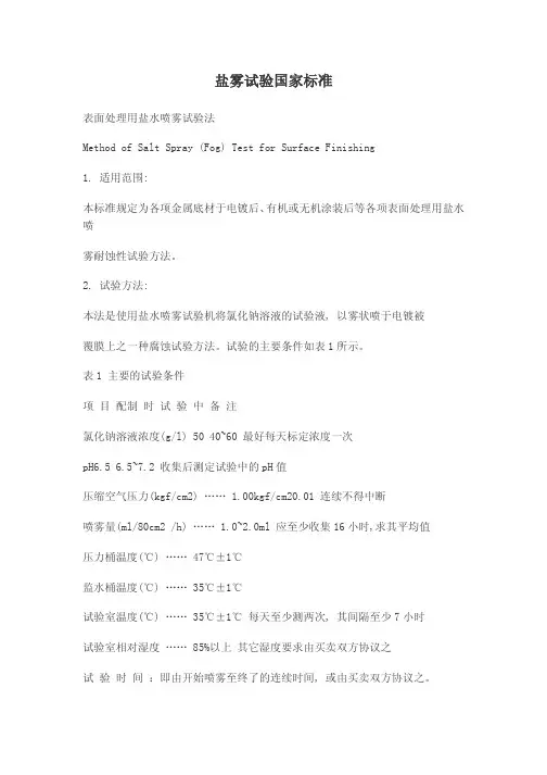盐雾试验国家标准