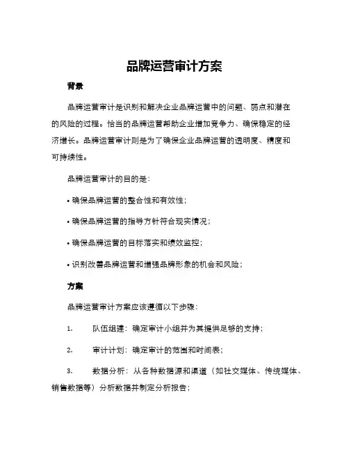 品牌运营审计方案