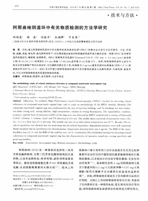 阿那曲唑阴道环中有关物质检测的方法学研究