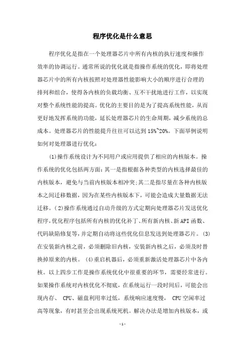 程序优化是什么意思