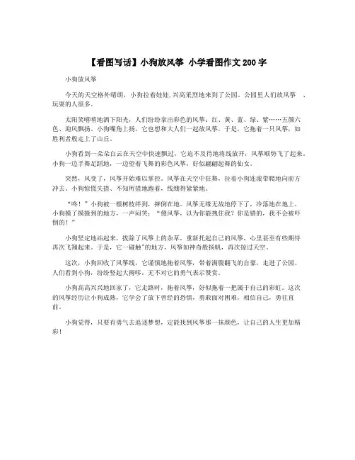 【看图写话】小狗放风筝 小学看图作文200字