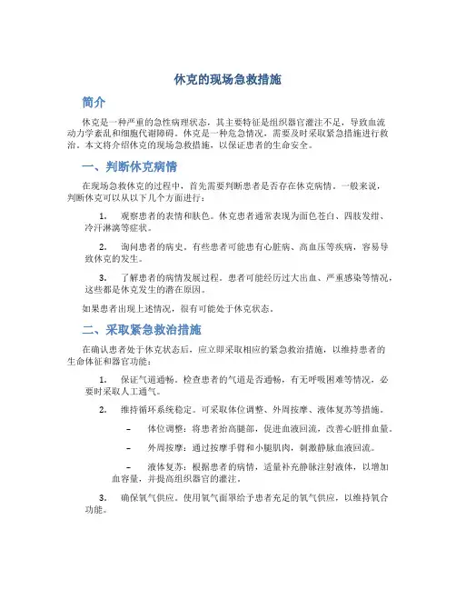 休克的现场急救措施