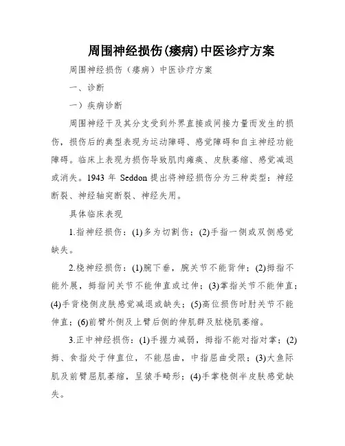 周围神经损伤(痿病)中医诊疗方案