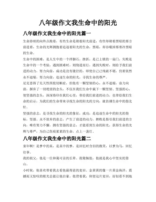 八年级作文我生命中的阳光