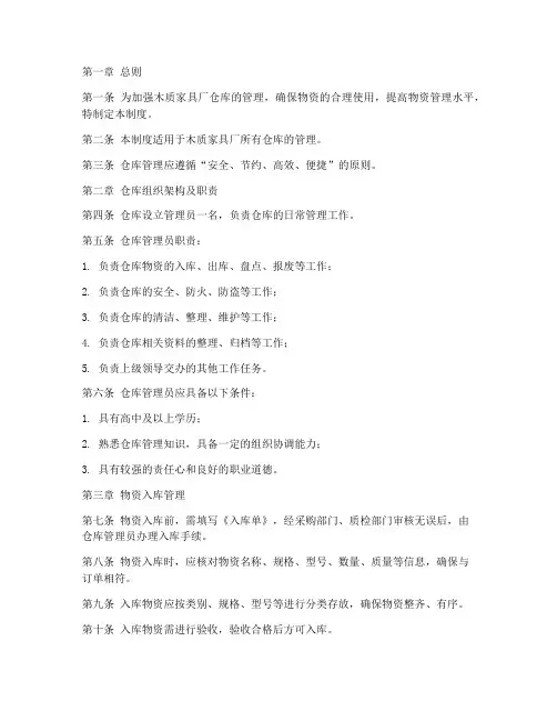 木质家具厂仓库管理制度