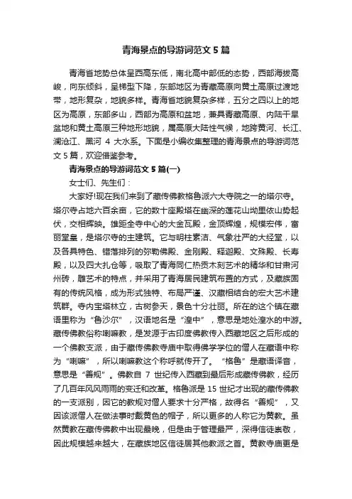 青海景点的导游词范文5篇