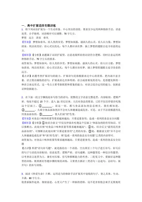 高考语文复习《扩展语段》专项综合练习含答案解析