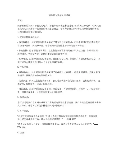 商品策划营销文案模板