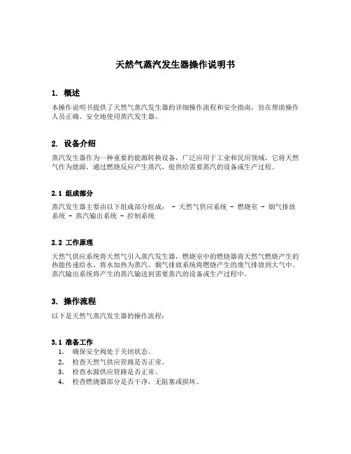 天然气蒸汽发生器操作说明书