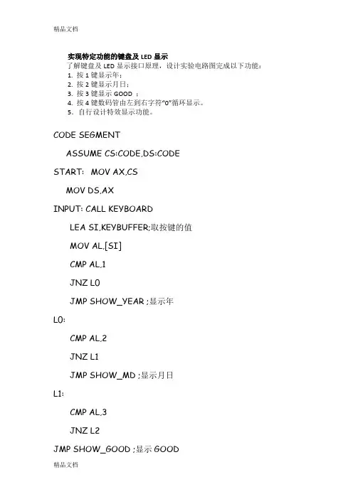 (整理)接口课程设计实现特定功能的键盘及LED显示