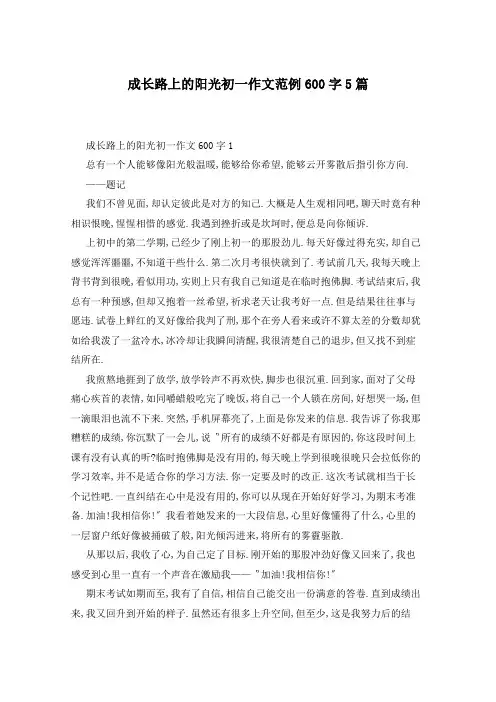 成长路上的阳光初一作文范例600字5篇