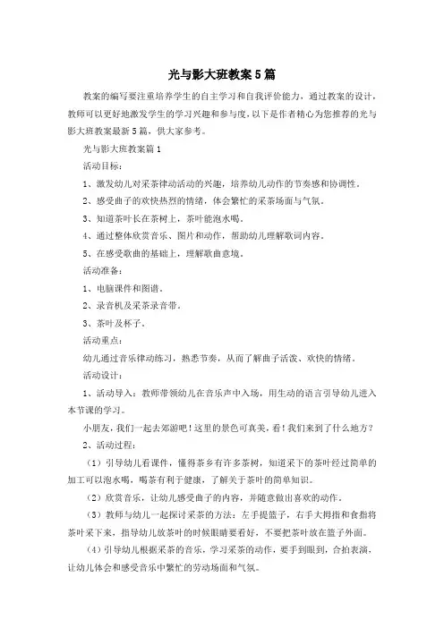 光与影大班教案5篇