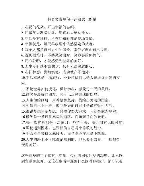 抖音文案短句干净治愈正能量