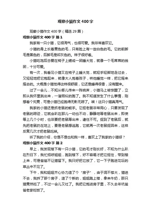 观察小猫作文400字（精选29篇）