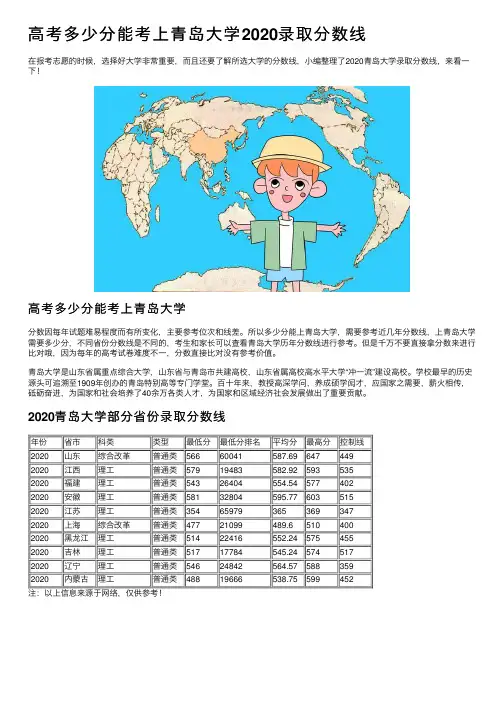 高考多少分能考上青岛大学2020录取分数线