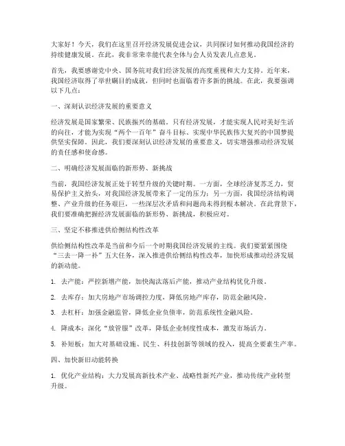 经济发展促进会议发言稿
