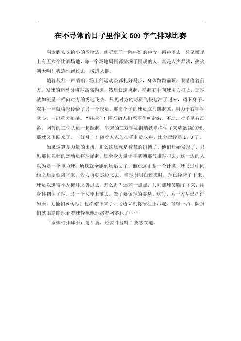 在不寻常的日子里作文500字气排球比赛
