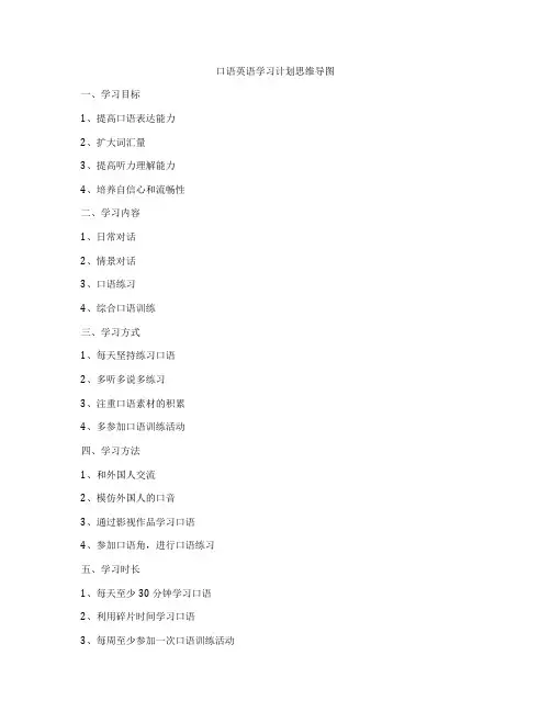 口语英语学习计划思维导图
