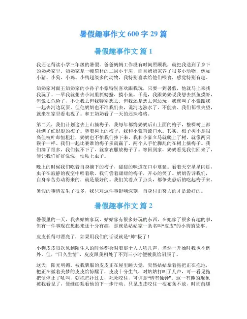 暑假趣事作文600字29篇
