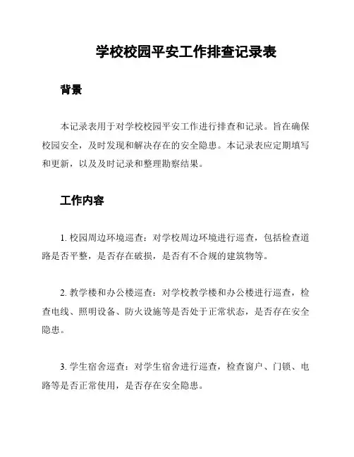 学校校园平安工作排查记录表
