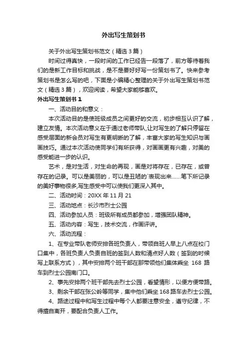 关于外出写生策划书范文（精选3篇）