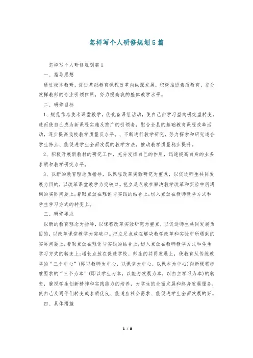 怎样写个人研修规划5篇