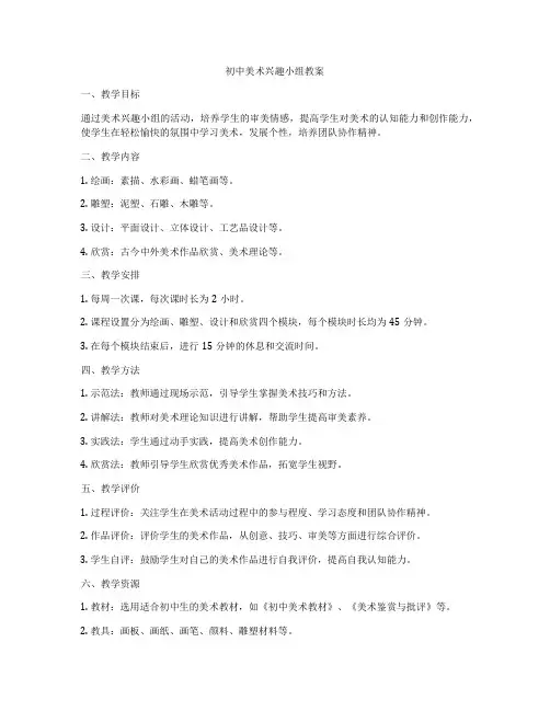 初中美术兴趣小组教案