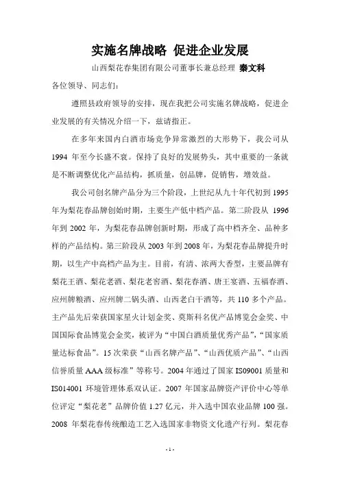 实施名牌战略 促进企业发展
