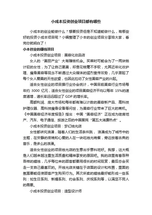小成本投资创业项目都有哪些