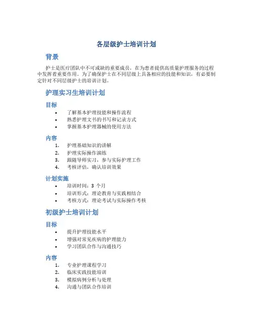 各层级护士培训计划
