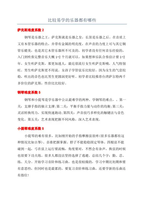 比较易学的乐器都有哪些