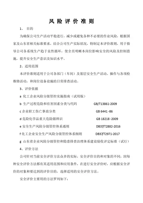 公司风险评价准则