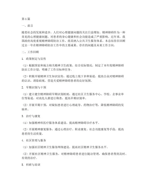 精神障碍工作总结范文(3篇)