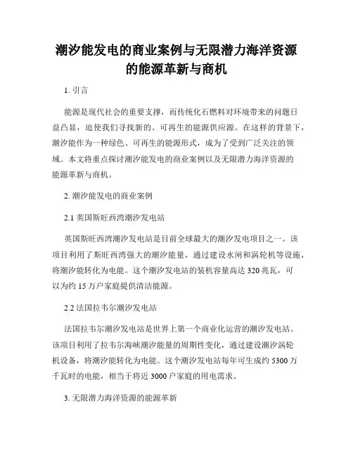 潮汐能发电的商业案例与无限潜力海洋资源的能源革新与商机