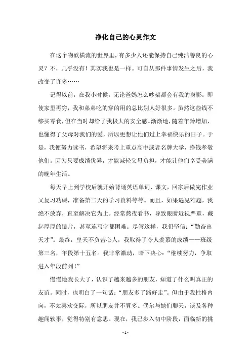 净化自己的心灵作文